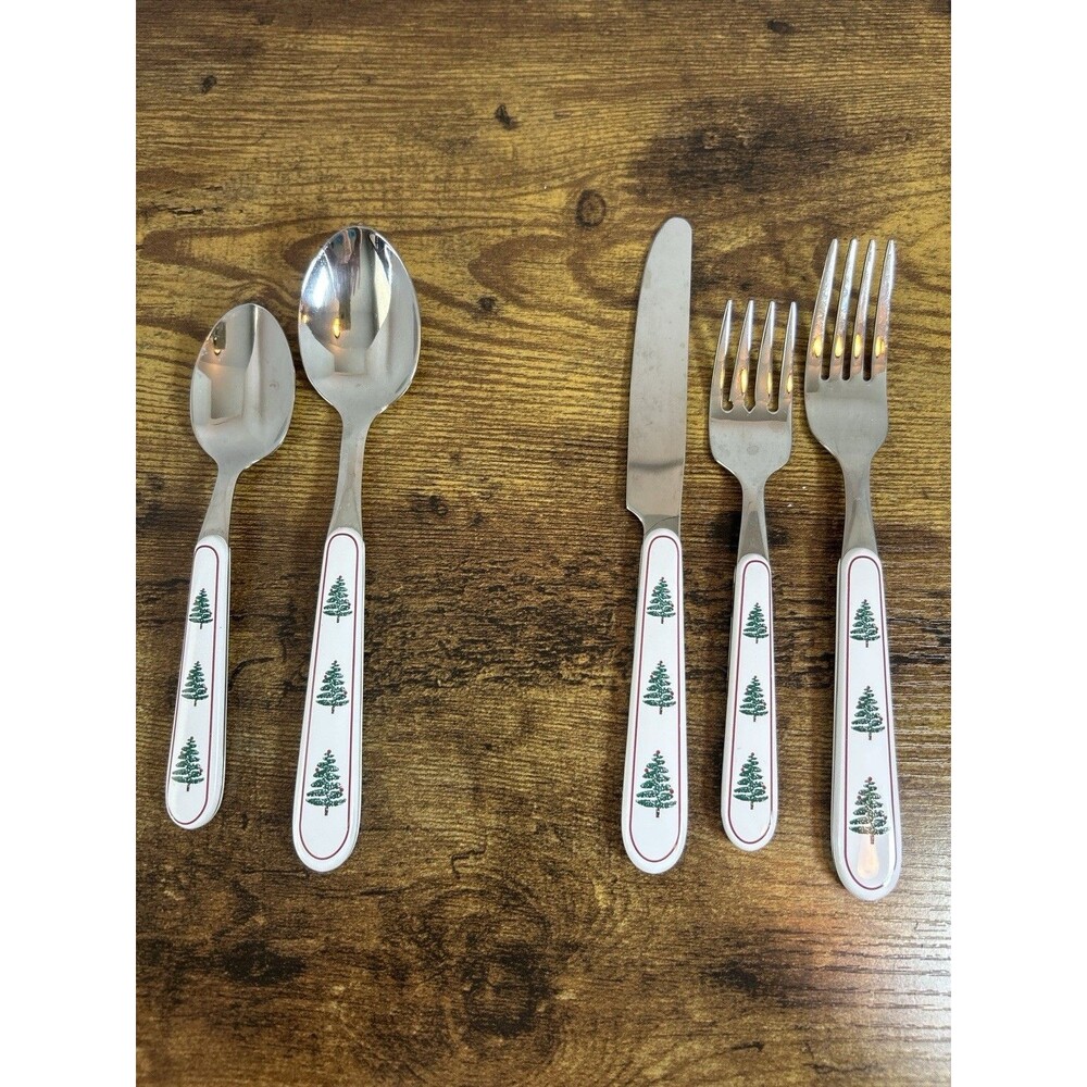 Oneida Furio Christmas Tree Flatware Set 40 Pc Service for 8 Vintage 1980 Used - Picture 11 of 11